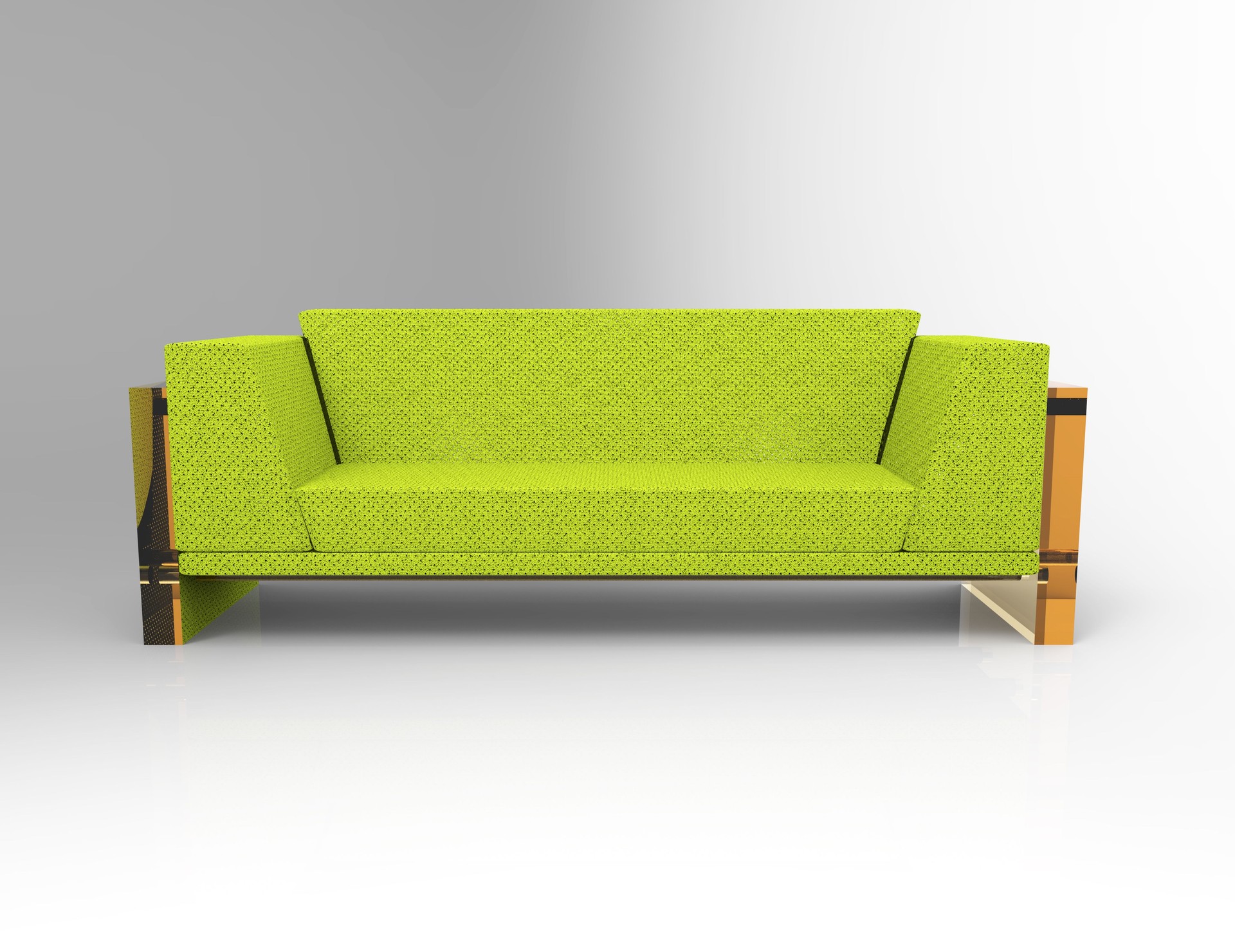 Green sofa isolated on Gray Background